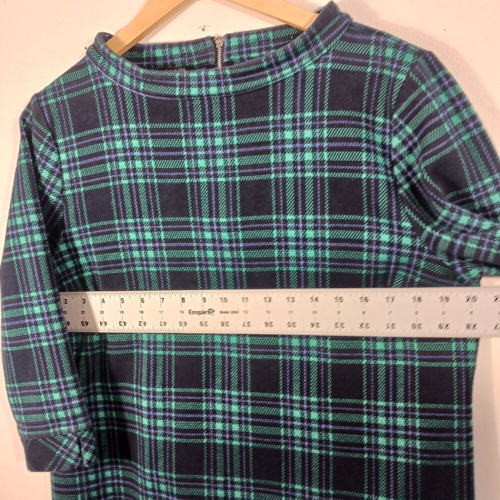 Talbots SZ XLp Green & Navy Blue Black Watch Plaid Top, Boat Neck, 3/4 Sleeves, - Picture 11 of 16